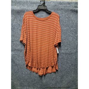 TT SS Crew Neck Tunic Tee Auburn Sun Stripe Pullover Top Size‎ XL